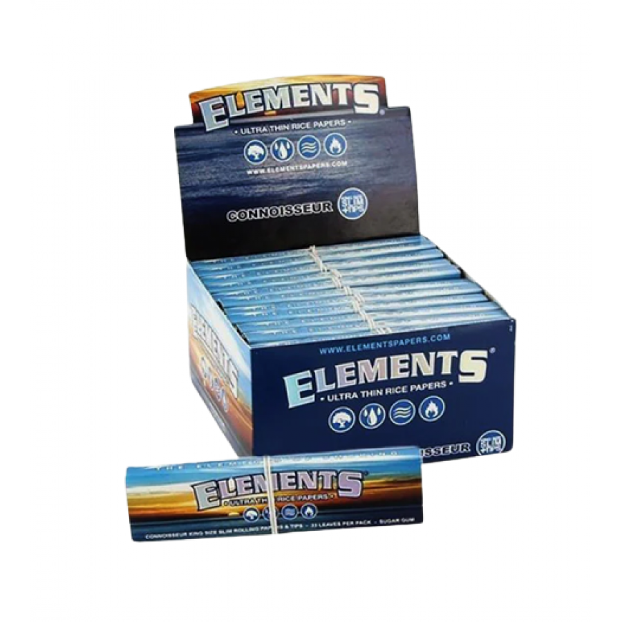 Elements Connoisseur King Size Slim Rolling Papers With Tips - (Display Of 24) Elements Connoisseur King Size Slim Rolling Papers With Tips - (Display Of 24)